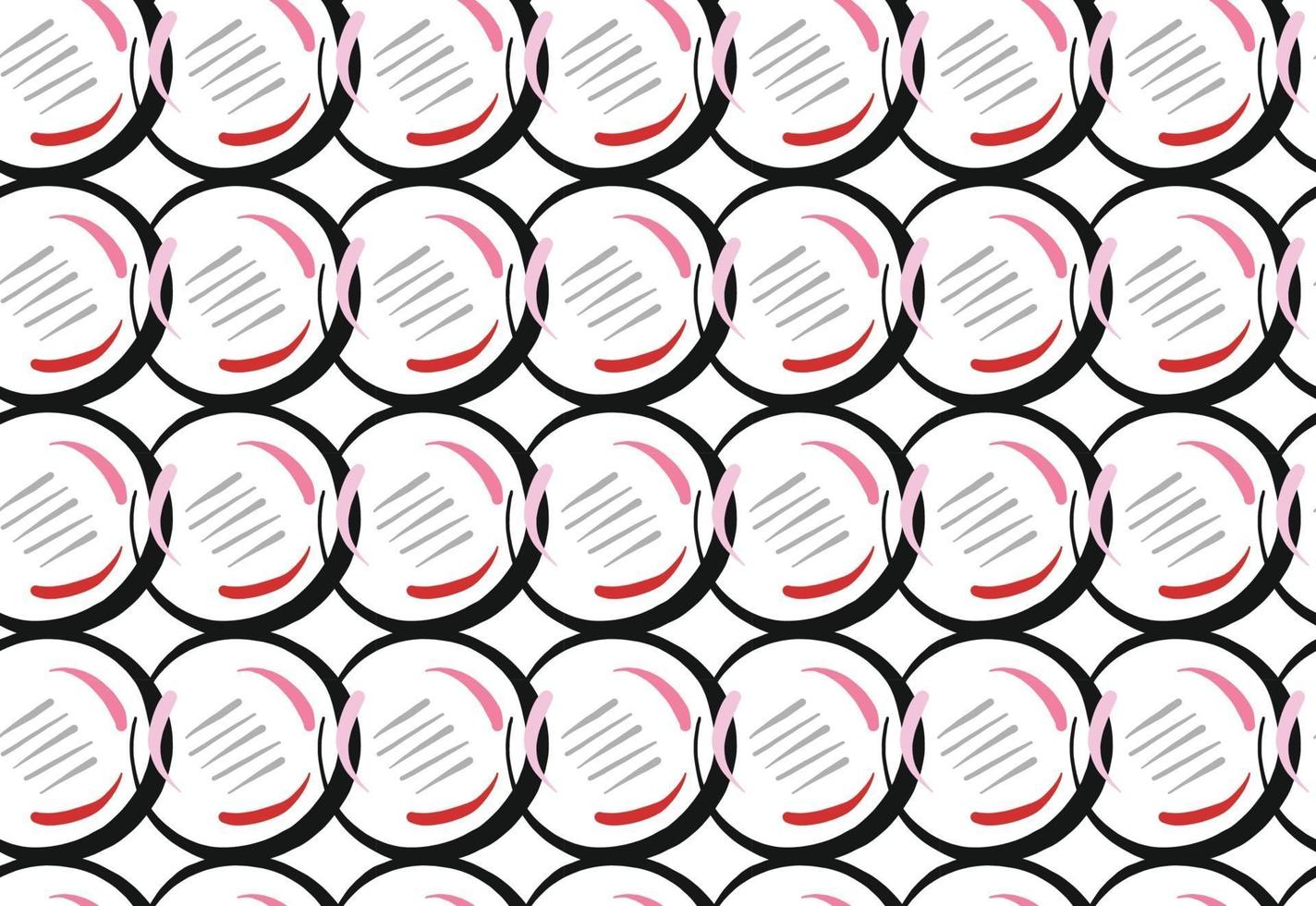 Vector texture background, seamless pattern. Hand drawn, black, red, pink, grey, white colors.