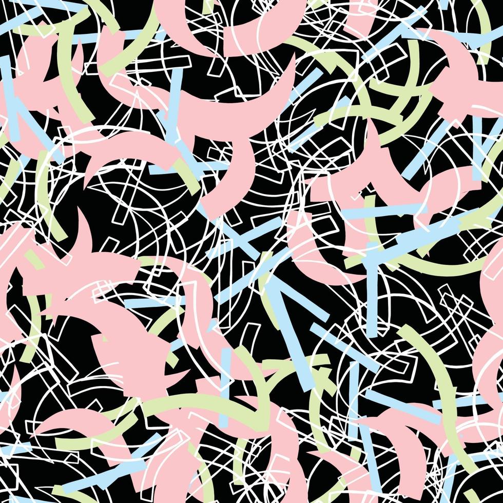 Vector seamless texture background pattern. Hand drawn, pink, green, blue, black, white colors.