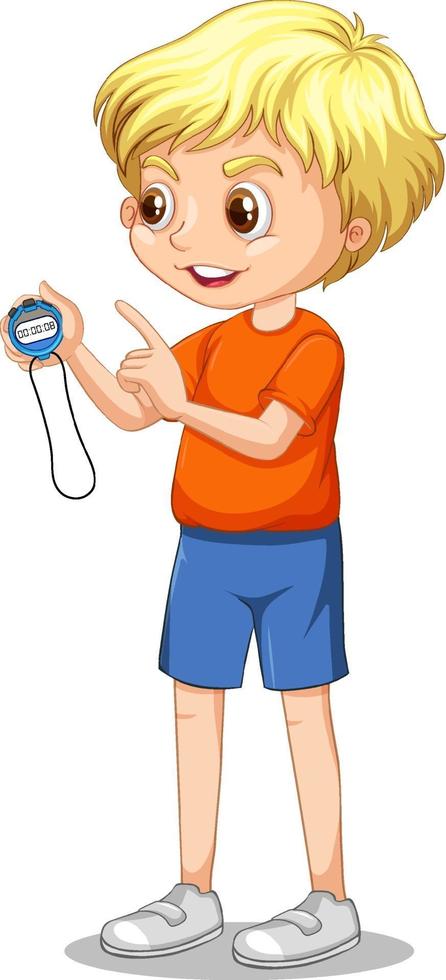 A coach boy cartoon character holding a timer vector