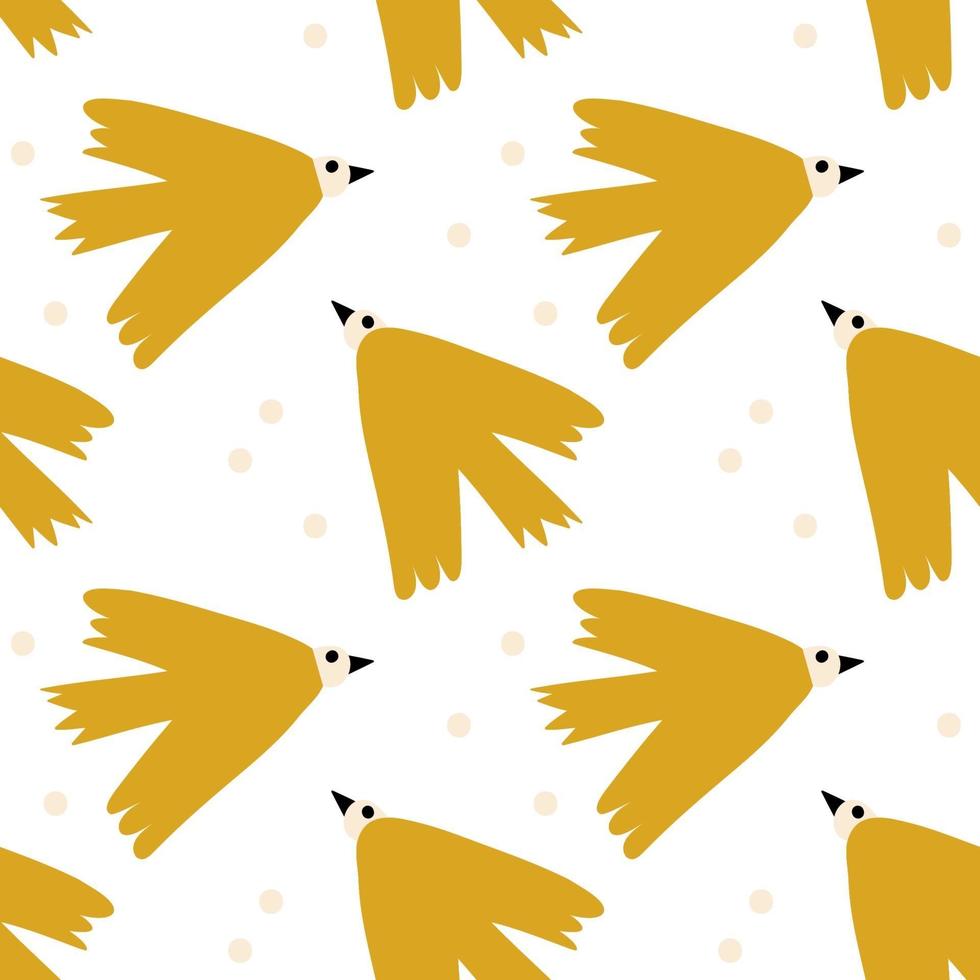Vector kids seamless background pattern with scandinavian bird for baby shower, textile design. Simple texture for nordic wallpaper, fills, web page background.