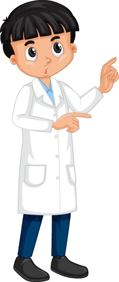A boy cartoon character wearing laboratory coat vector
