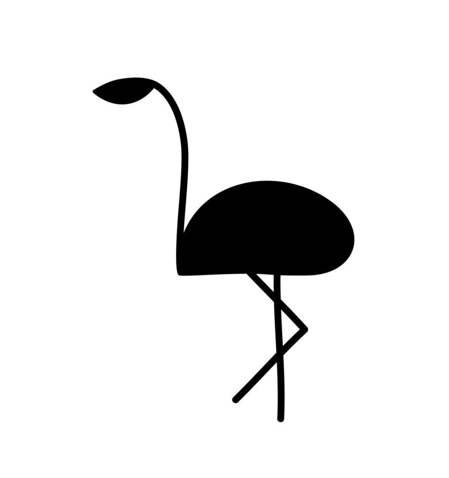 imagen vectorial de una silueta de un pájaro flamenco de pie sobre una pierna. diseño de logotipo estilizado para patrón, icono de banner, cartel. vector