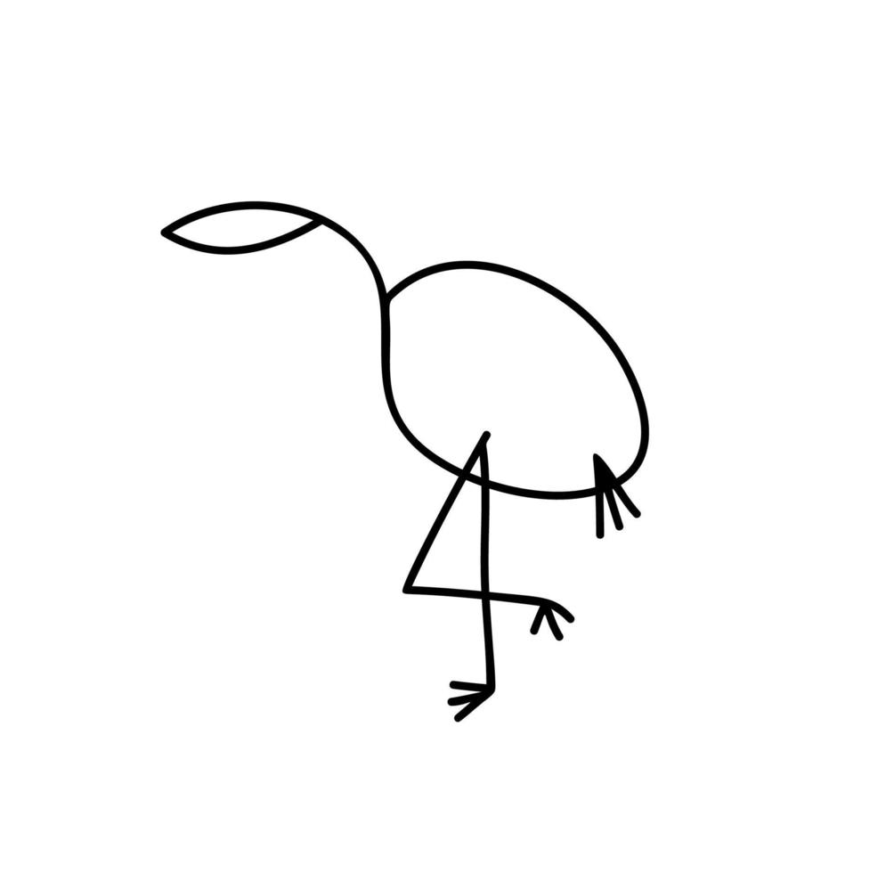Vector image monoline flamingo bird standing on one leg. Stylized logo design for pattern, banner icon, poster.