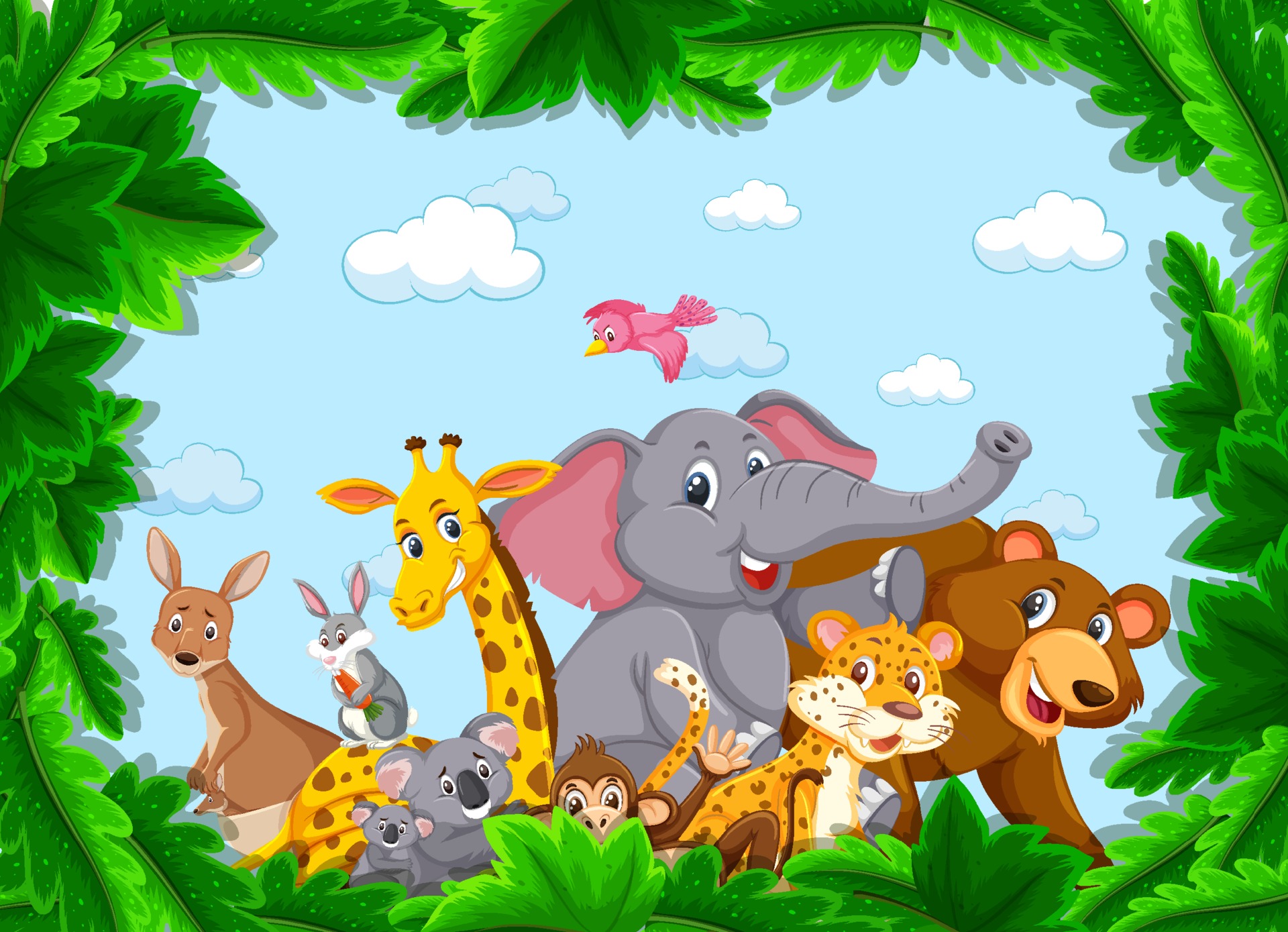 Wild animals group in the forest frame 2070005 Vector Art at Vecteezy Wild animals group in the forest frame 2070005 Vector Art at Vecteezy