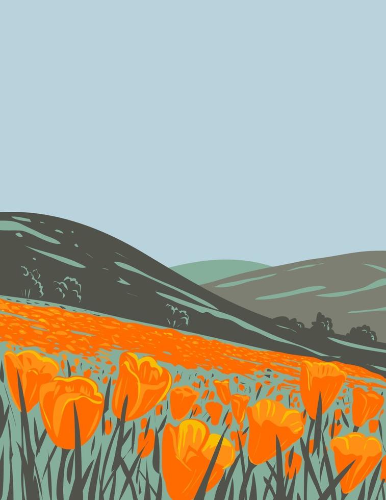 Berryessa Snow Mountain National Monument in California Coast Ranges in Napa, Yolo, Solano, Lake, Colusa, Glenn and Mendocino Counties WPA Poster Art vector