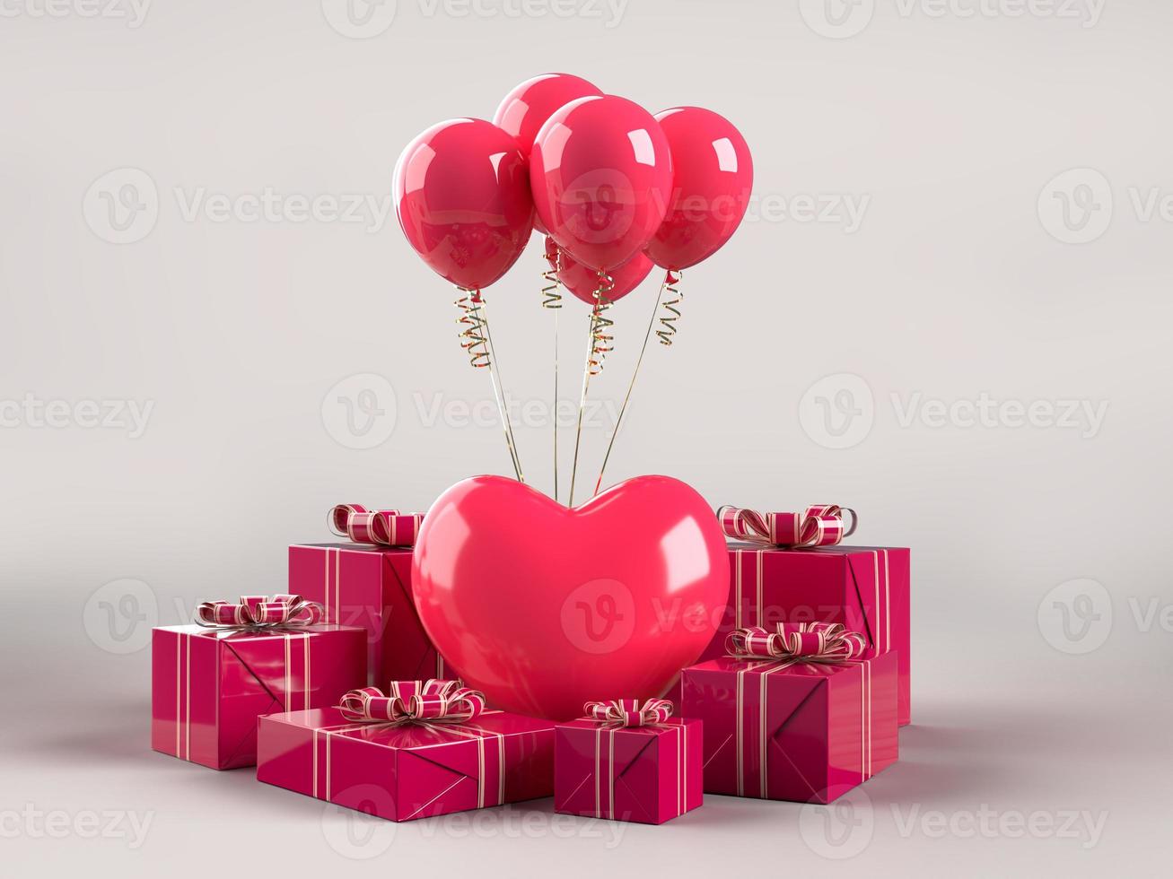 Happy Valentines Day 3D render decorations photo