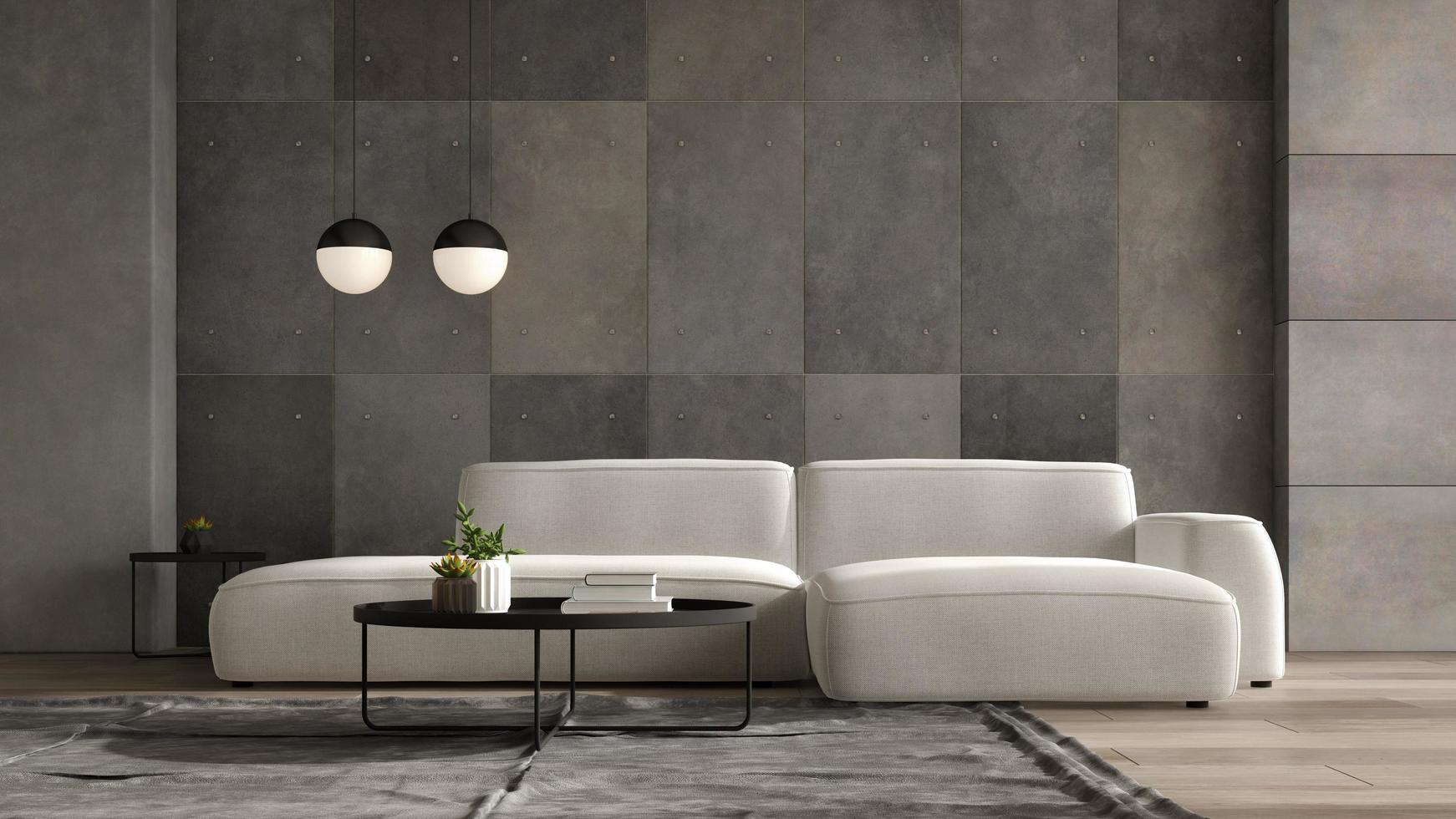 interior minimalista de una moderna sala de estar en la ilustración 3d foto