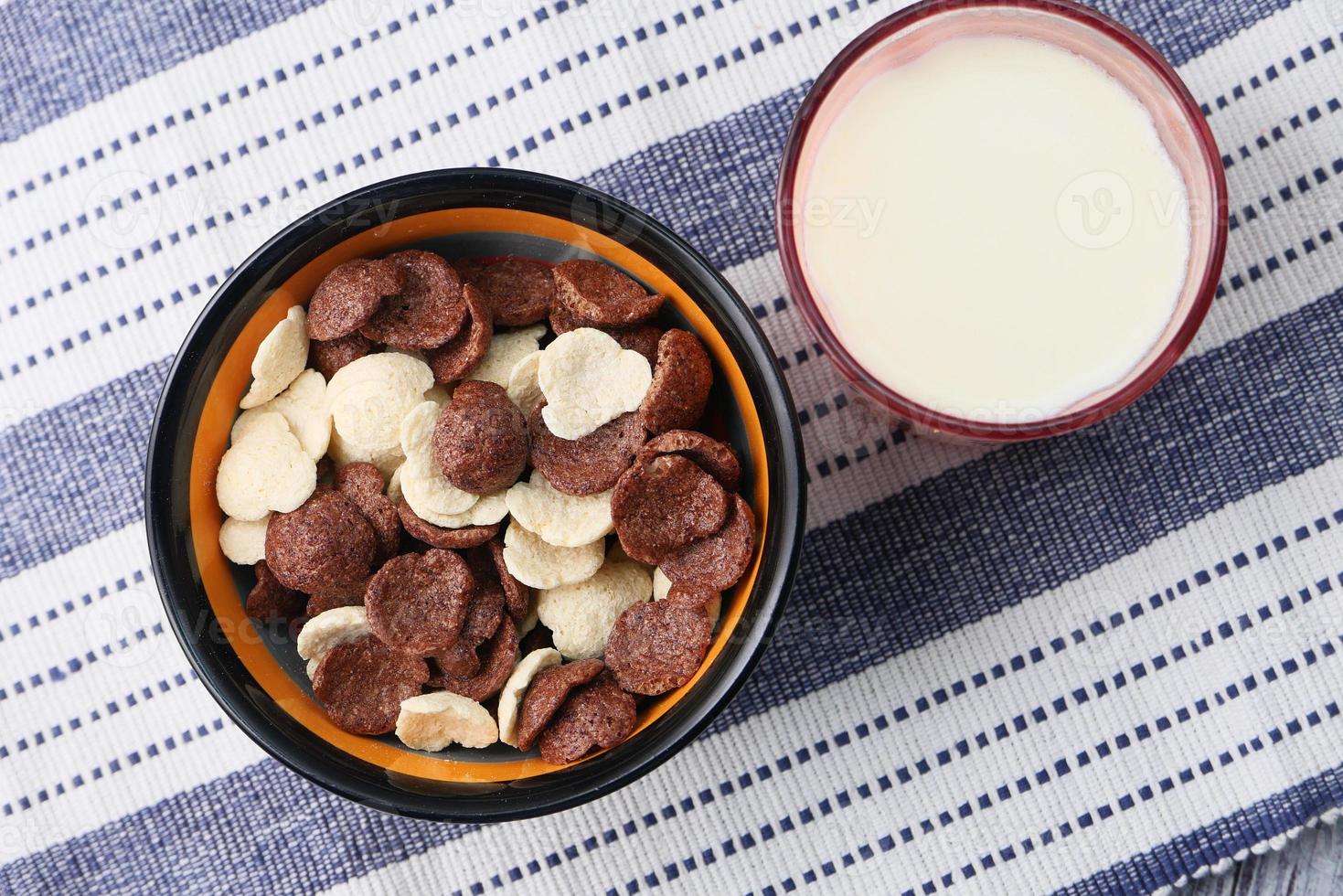 Bowl of cereal and milk photo