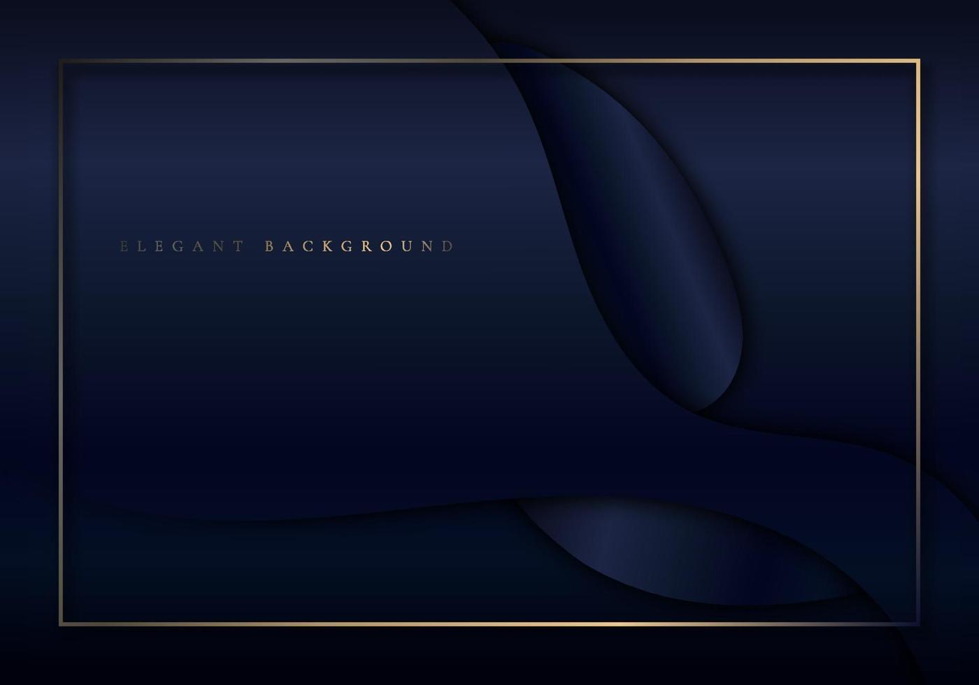 Fondo de forma curva brillante azul oscuro elegante abstracto con estilo de lujo de marco de borde dorado. vector