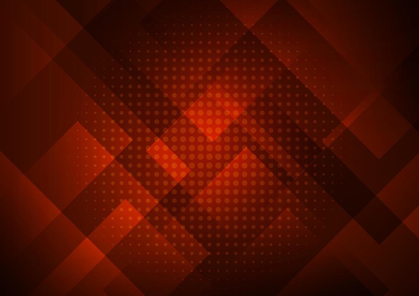 Abstract red background with geometric square shapes layer in transparent design and halftone vector