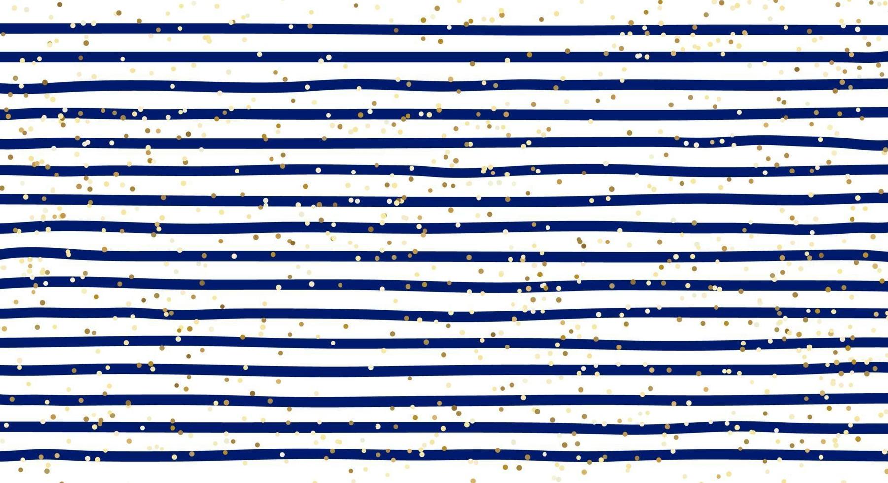 Abstract blue stripes pattern and gold glitter background and texture. vector