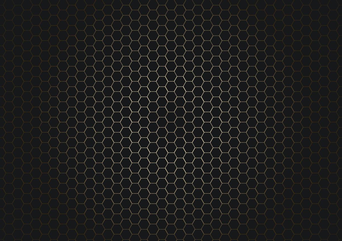 patrón hexagonal negro abstracto sobre fondo de oro brillante y textura. vector