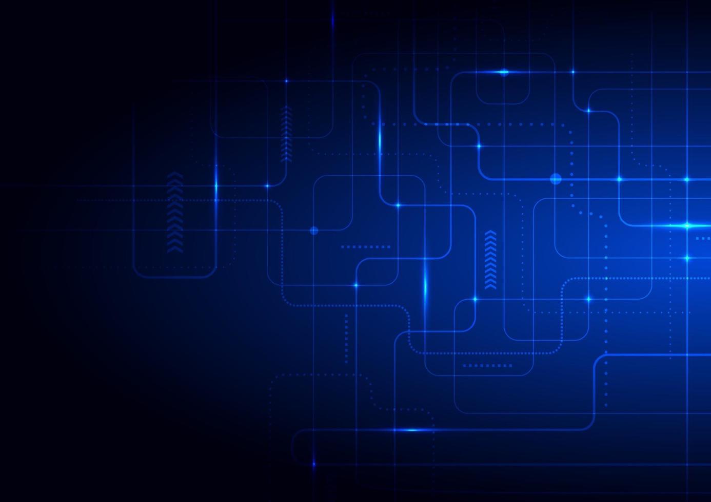 Abstract technology futuristic concept glowing blue lines and lighting on dark background. vector