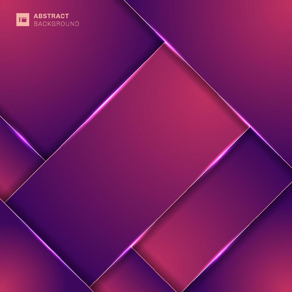 Abstract pink and purple color geometric overlap layer background with lighting. vector