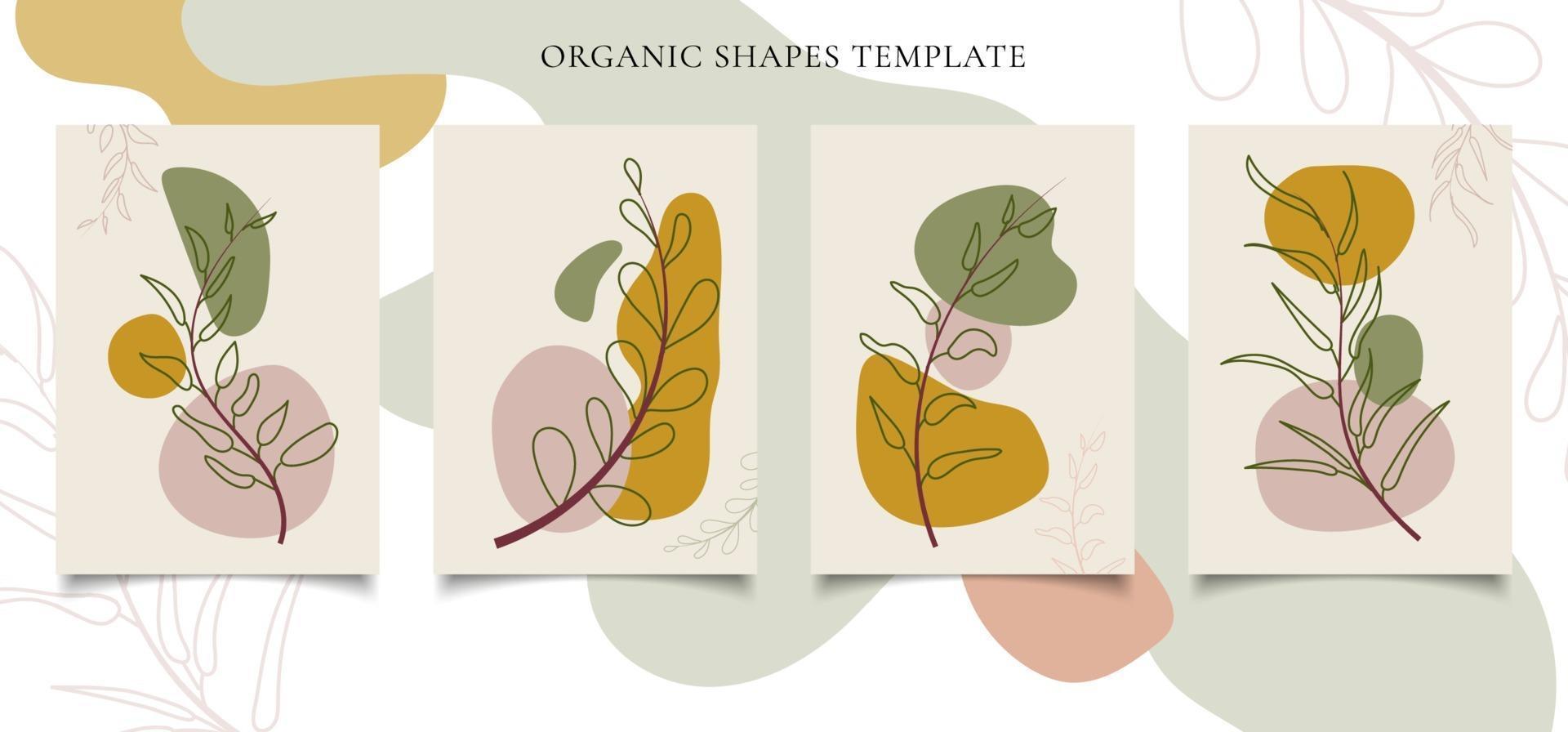 Set of brochure or poster template contemporary botanical wall art vector