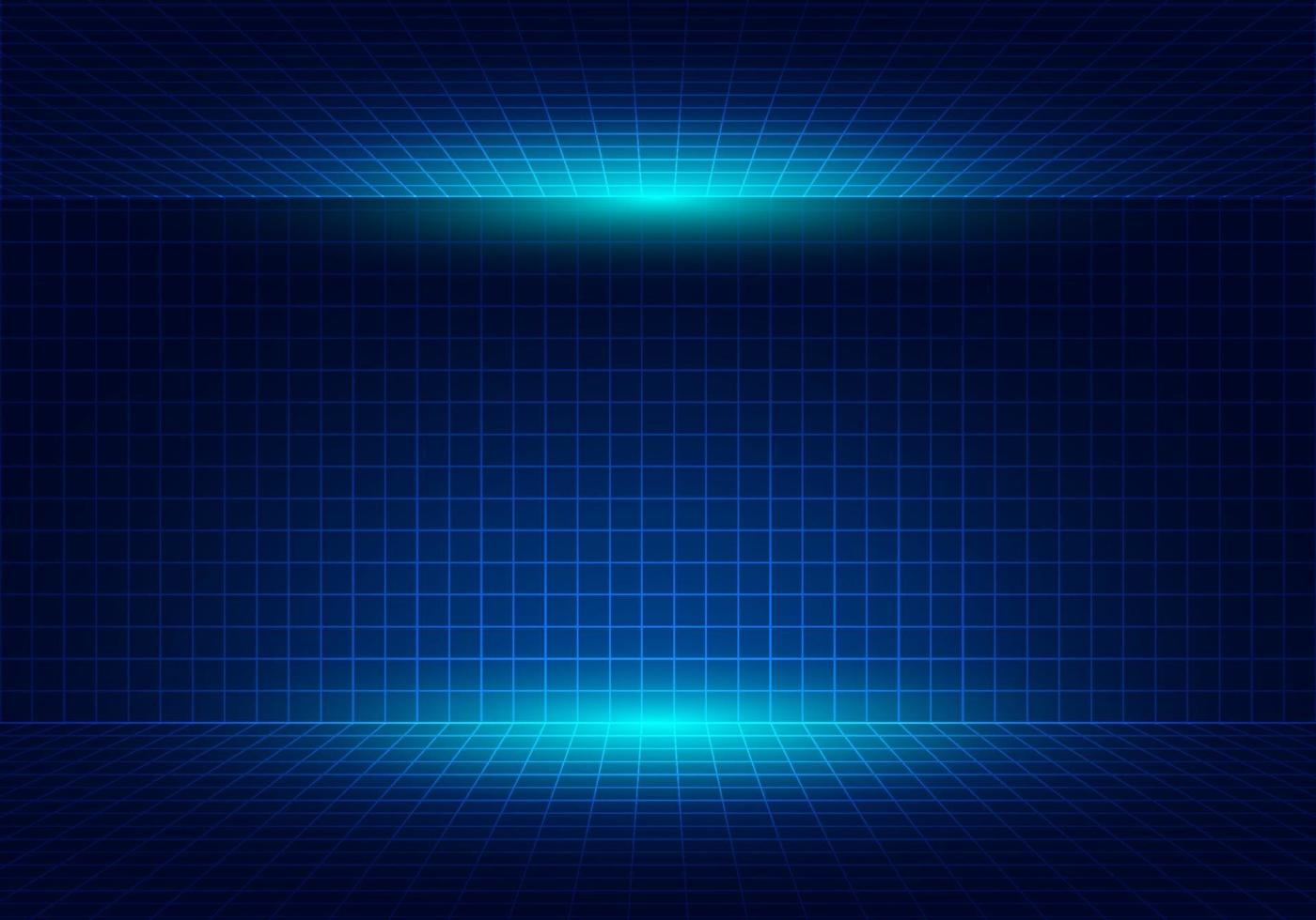 Abstract blue grid perspective design background with lighting. vector