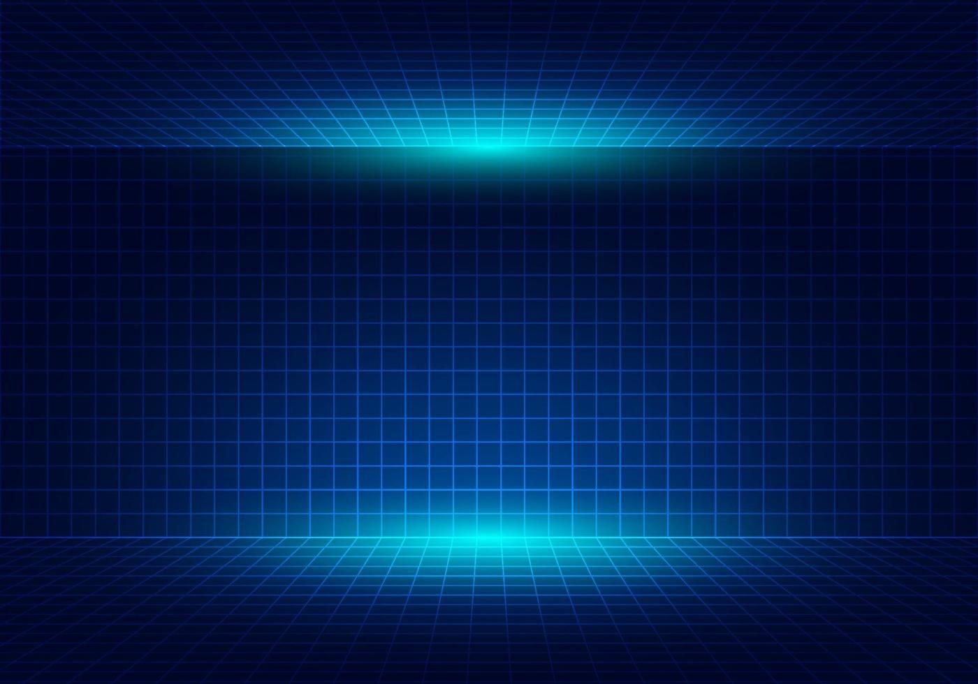 Abstract blue grid perspective design background with lighting. vector