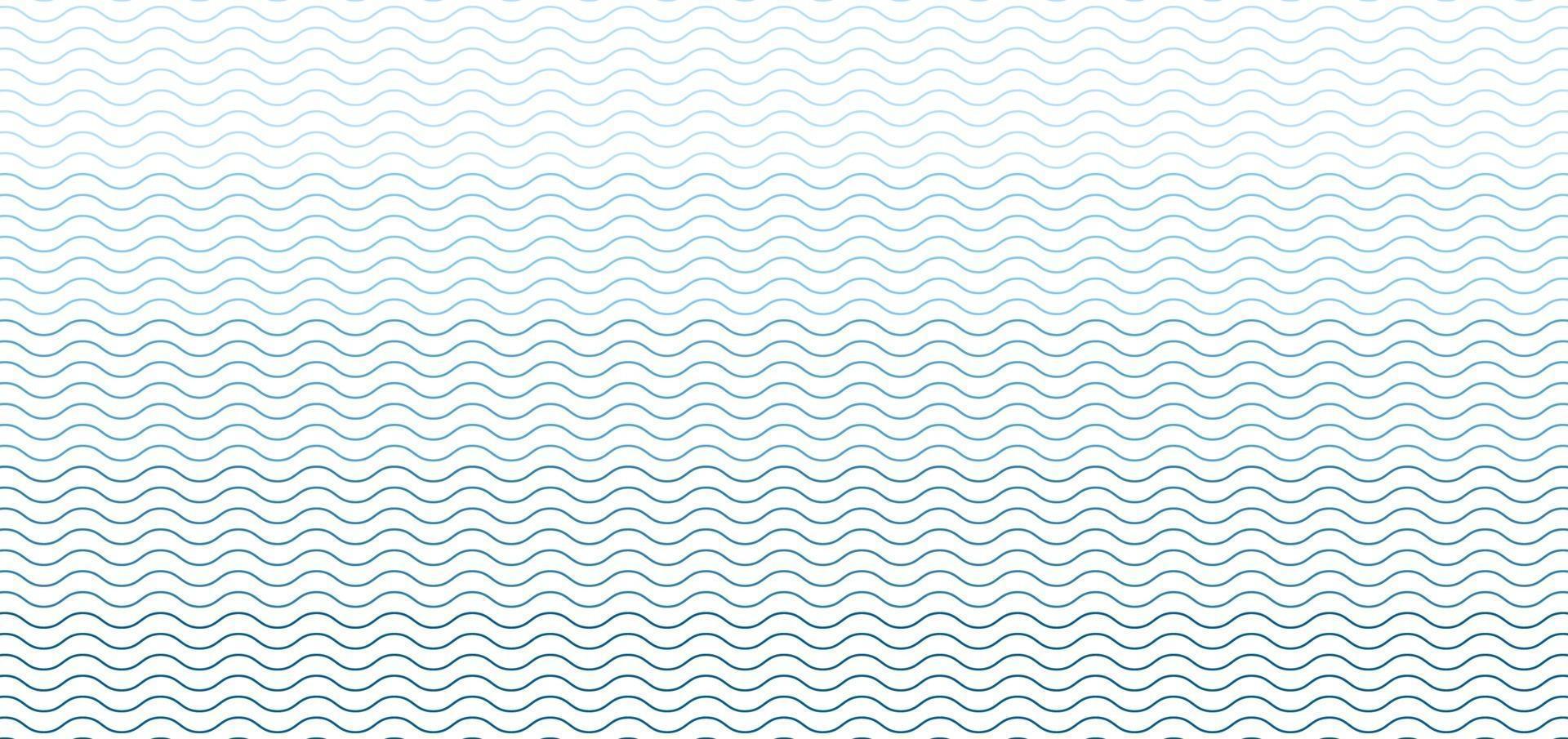 Blue seamless wave line pattern on white background vector