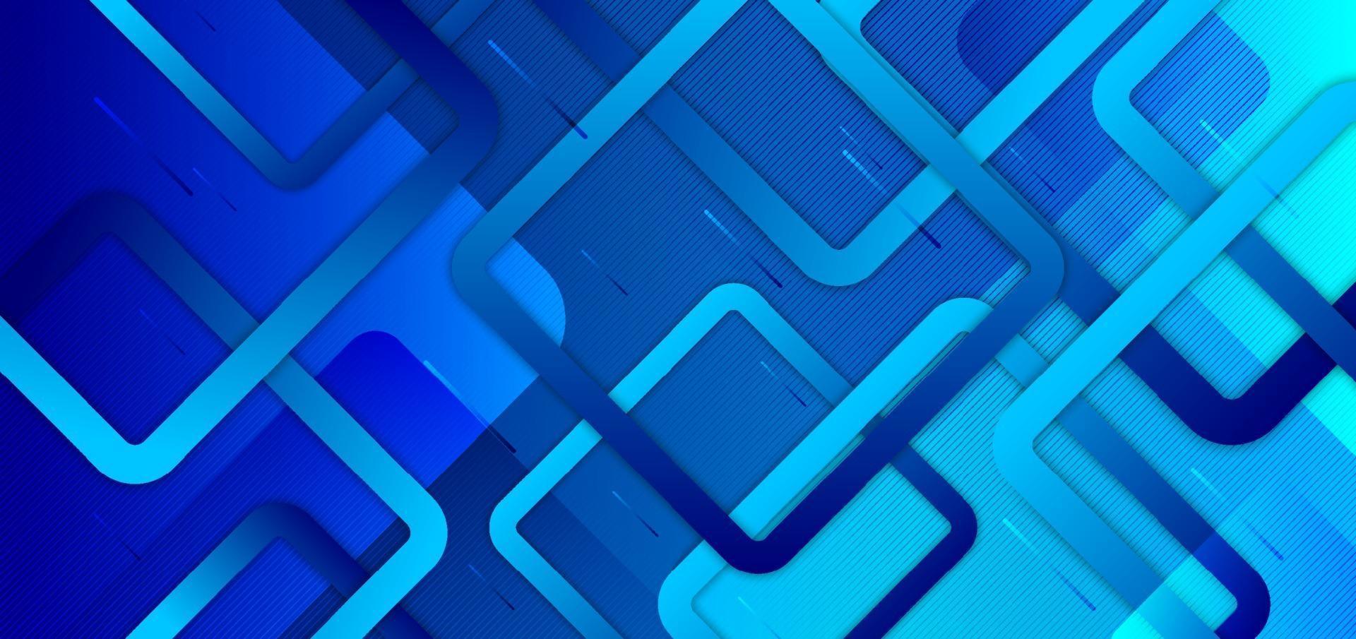 Fondo degradado azul abstracto con cuadrados geométricos superpuestos concepto de tecnología de diseño creativo. vector