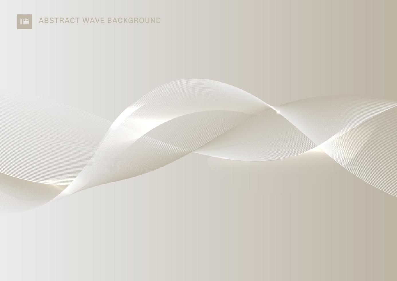Abstract white gold smooth waves lines with glow wavy stripes background. vector