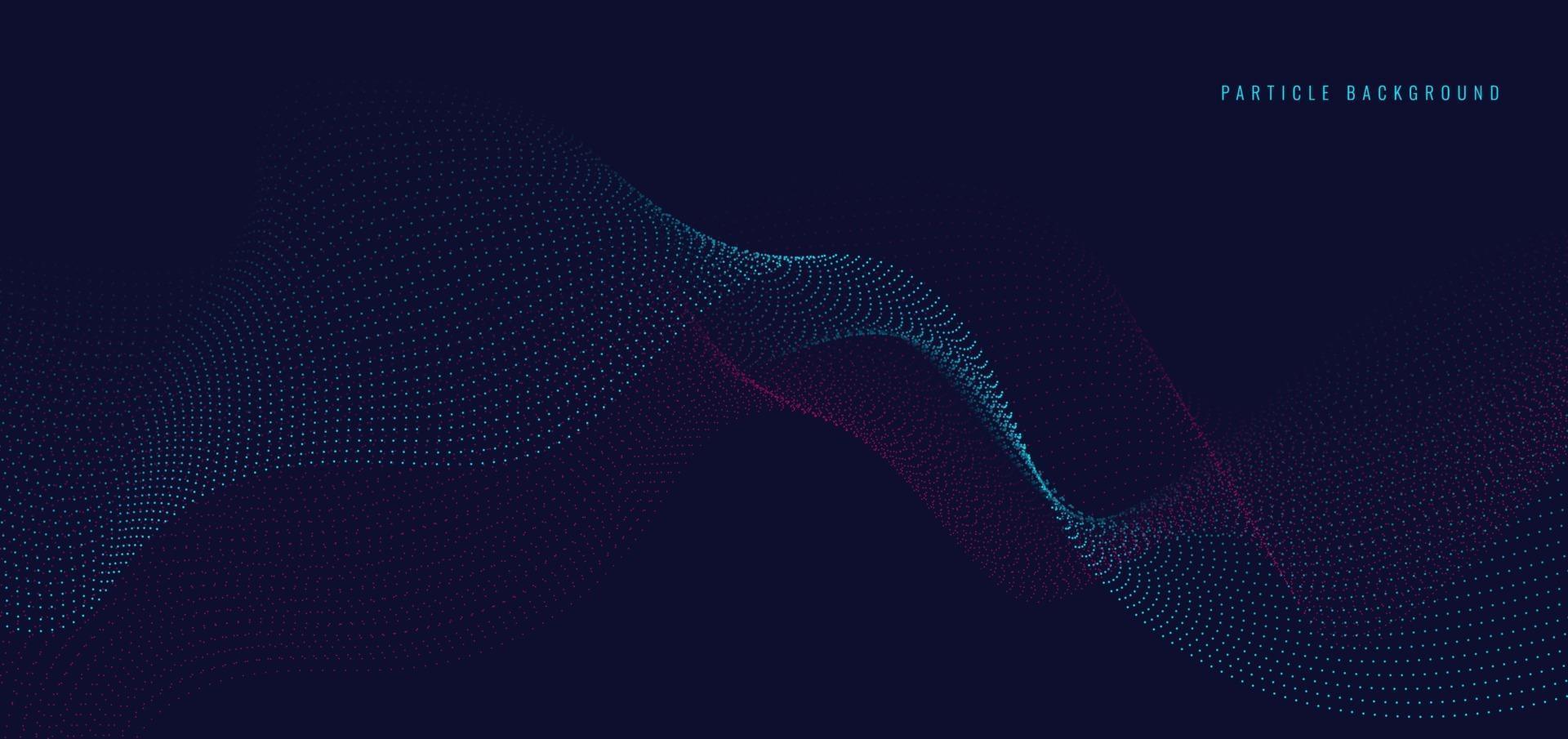 Abstract blue and pink particles dots wave line on dark background vector