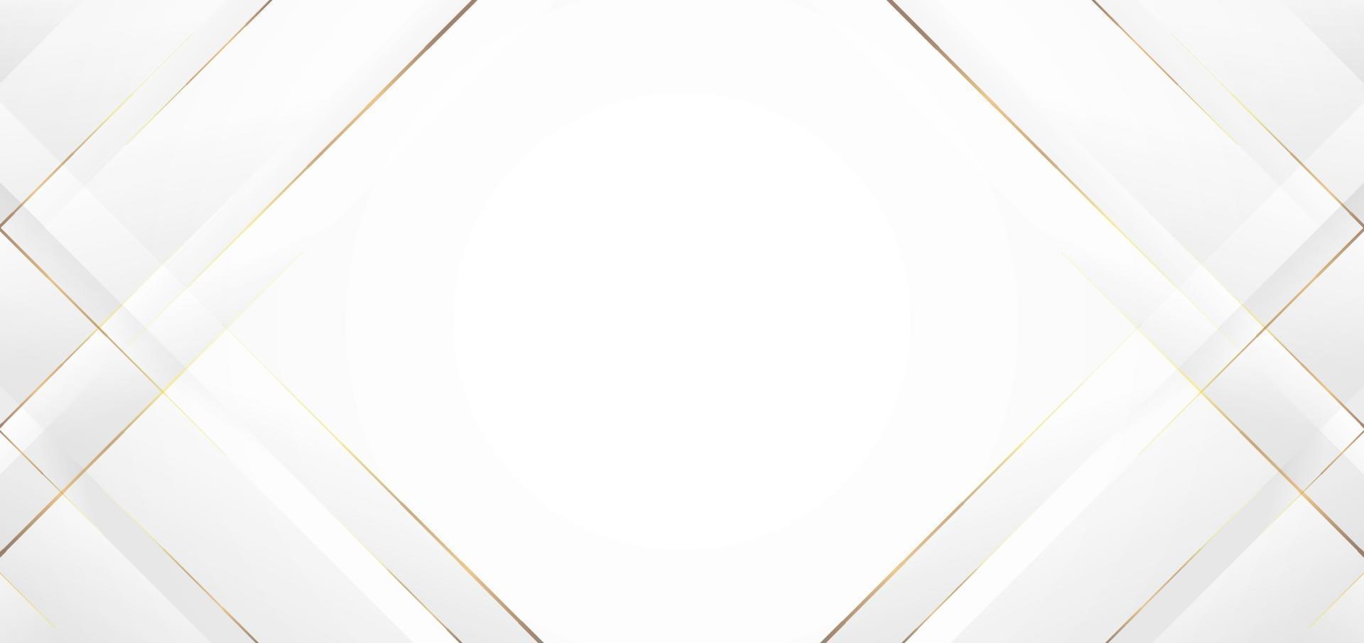 Abstract modern white background paper cut style with golden line vector
