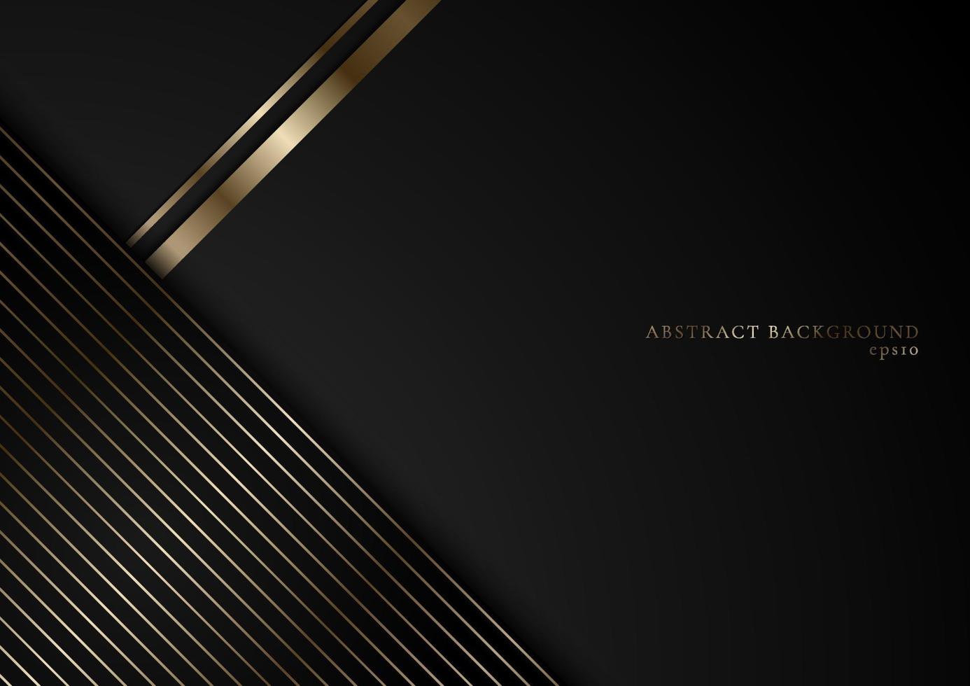 Abstract stripes golden lines on black background with space for your text. Luxury style vector