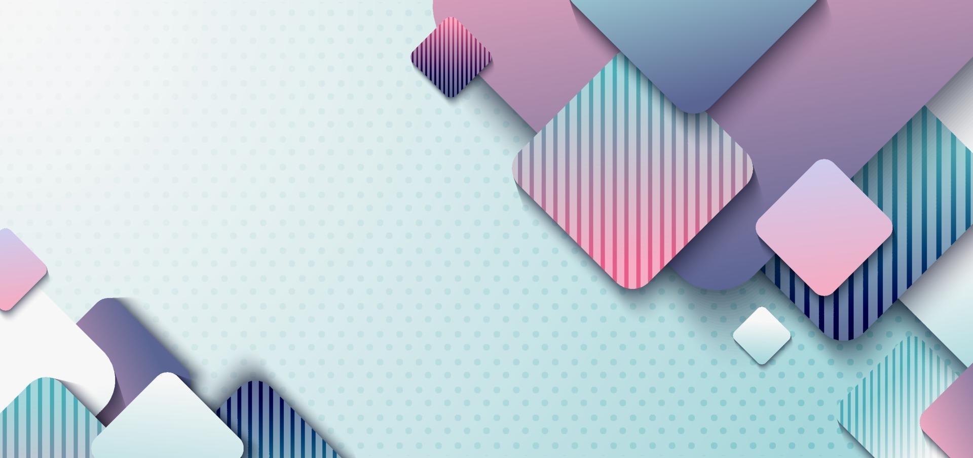 Abstract header design template 3D rounded square overlap with shadow on light blue polka dot background vector