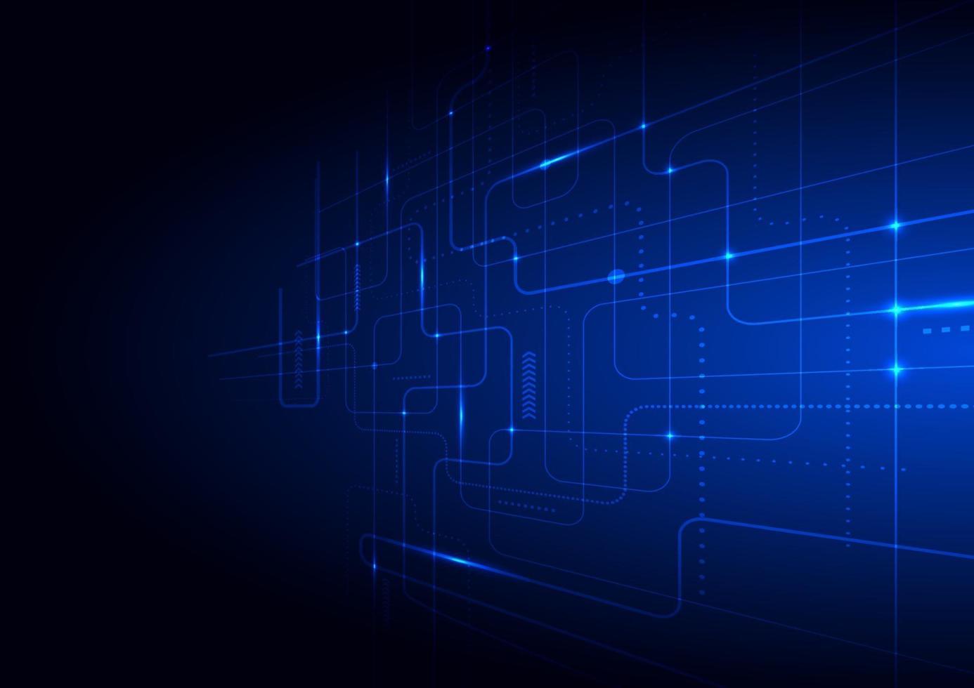 tecnología abstracta concepto futurista líneas azules brillantes y perspectiva de iluminación sobre fondo oscuro vector