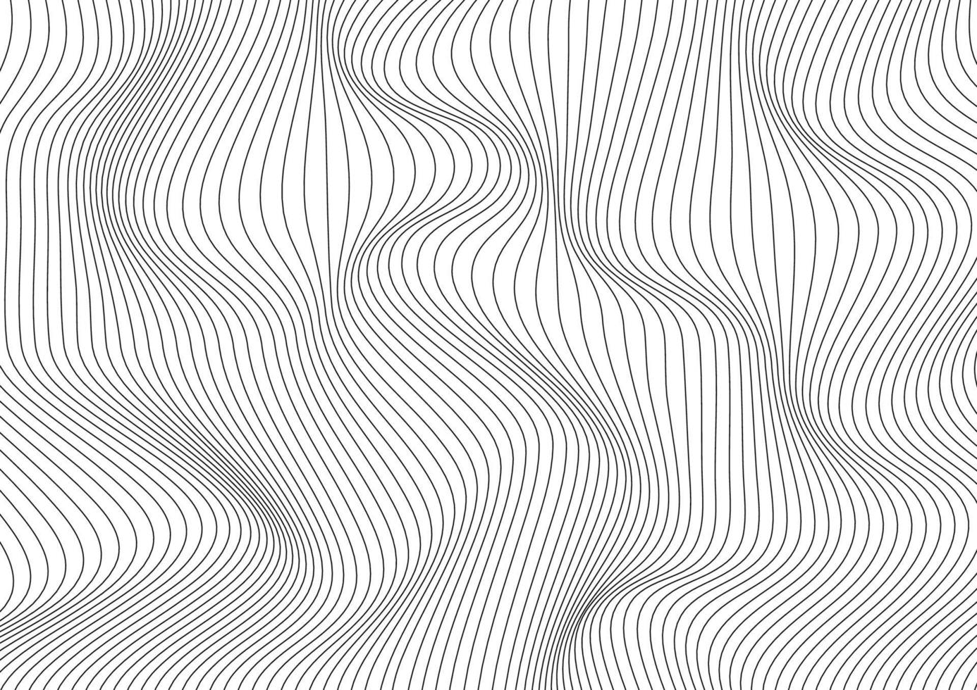 Abstract black wave thin curved lines pattern on white background and texture. vector