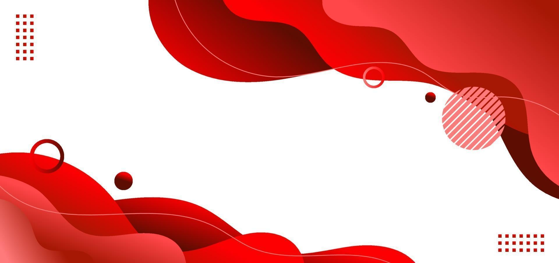 banner web plantilla roja fluida o forma líquida con elementos geométricos sobre fondo blanco vector