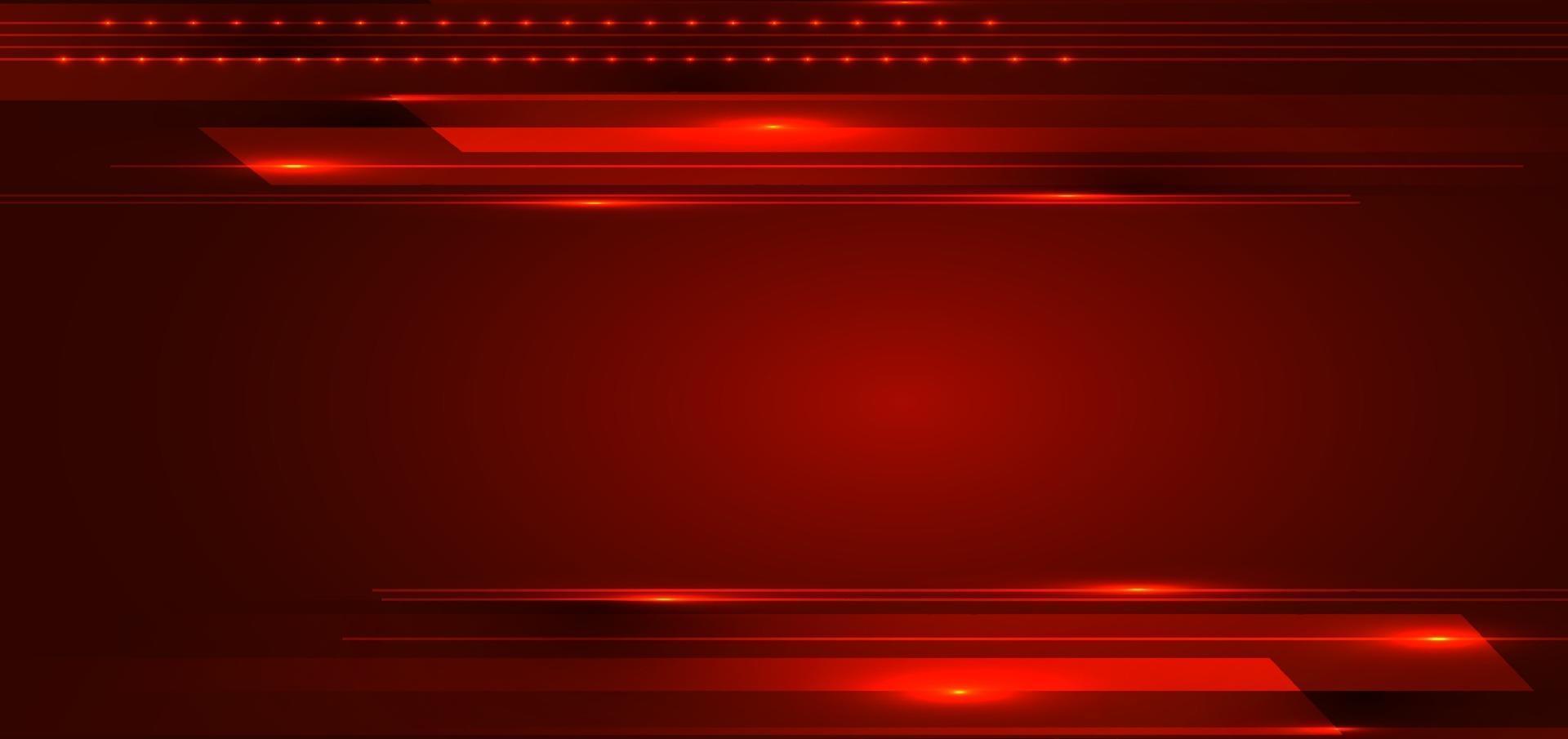 Abstract technology digital futuristic concept stripes lines with glowing light rays speed motion on red background vector