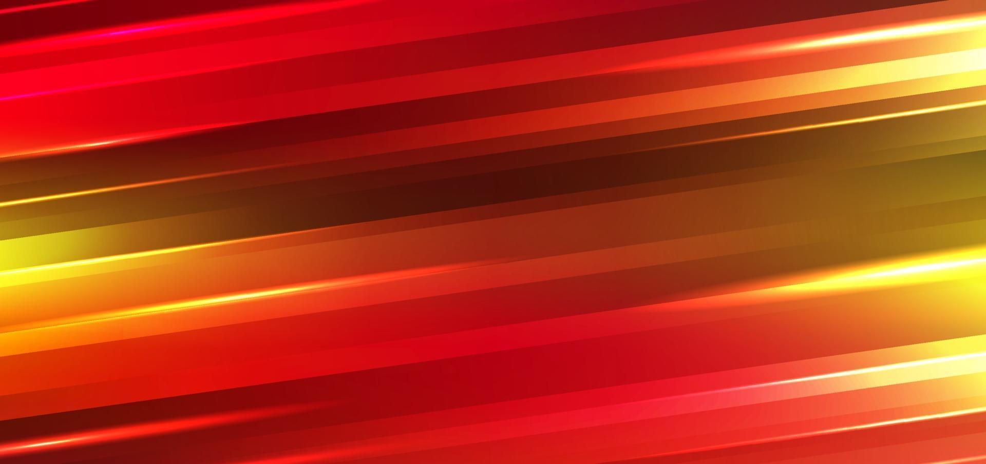 Abstract technology futuristic motion background neon lights effect shiny striped lines red and yellow gradients color. vector