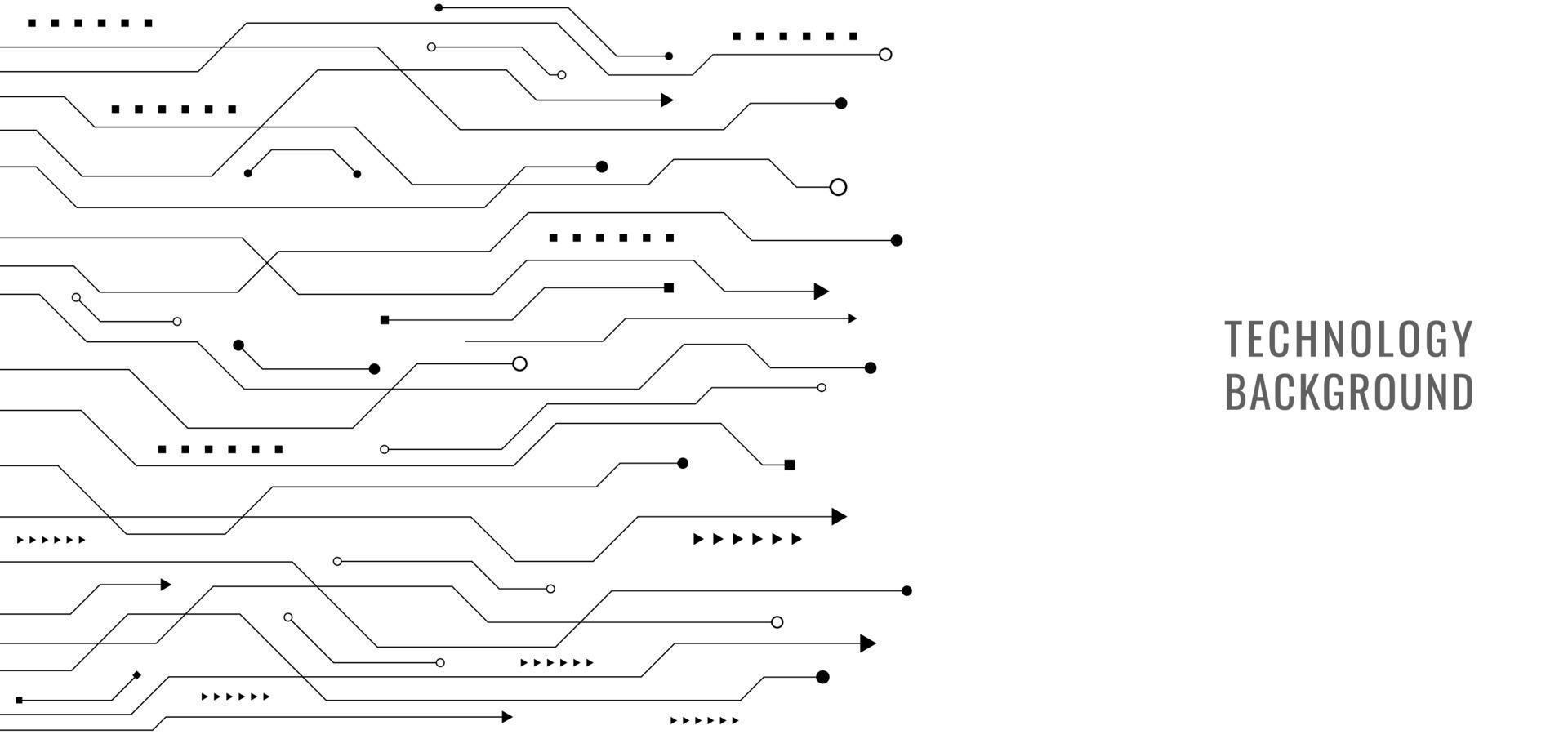 Black line circuit board on white background technology concept vector