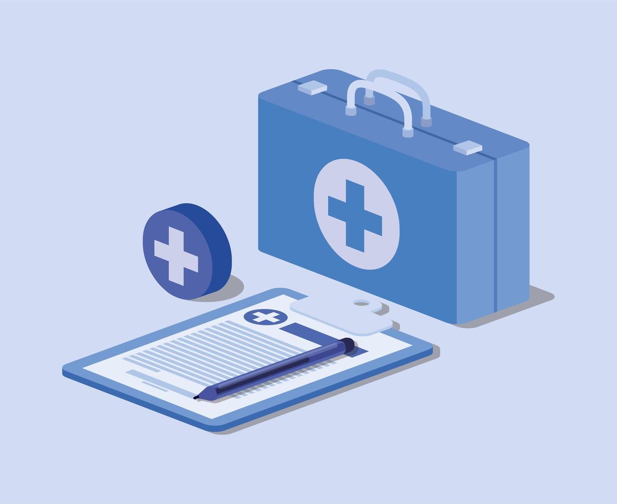 medical first aid kit with clipboard vector
