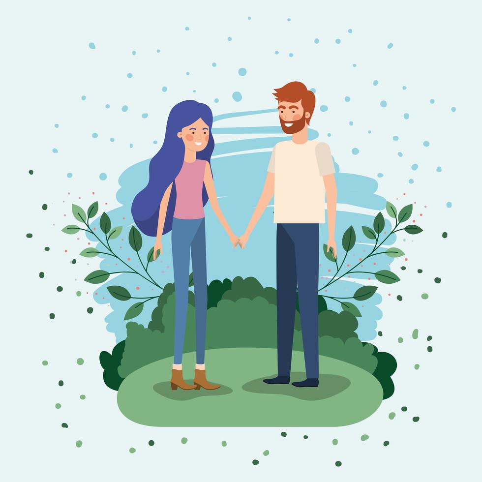 young couple lovers in the field vector