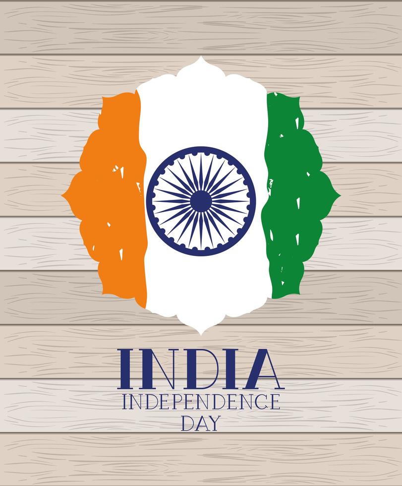 feliz día de la independencia de la india con la rueda de ashoka vector