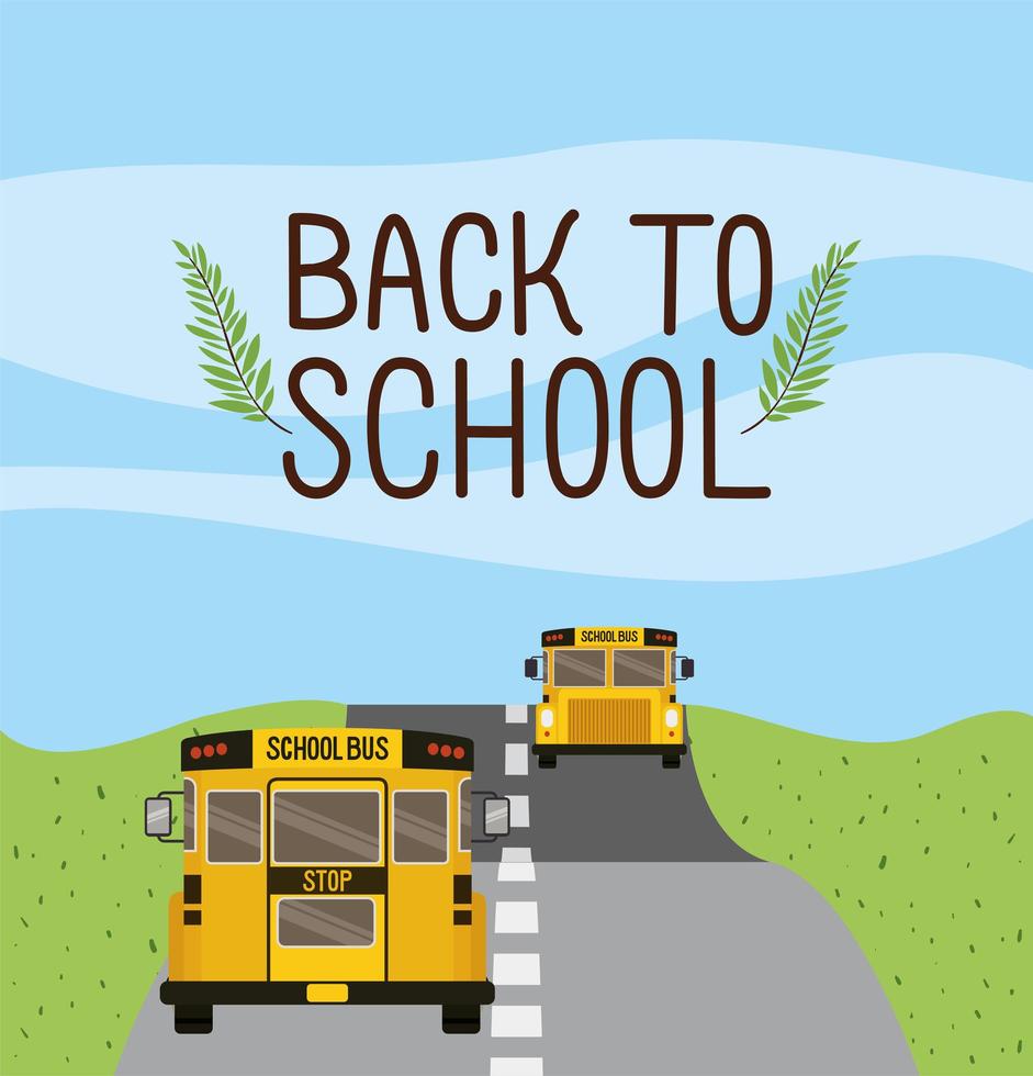 school bus transport in the road vector