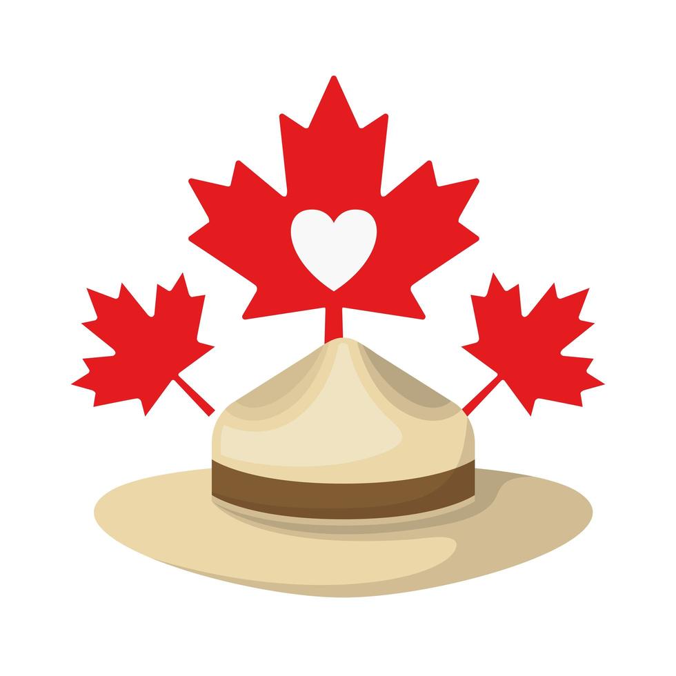 Maple leaf hat and canada symbol design vector