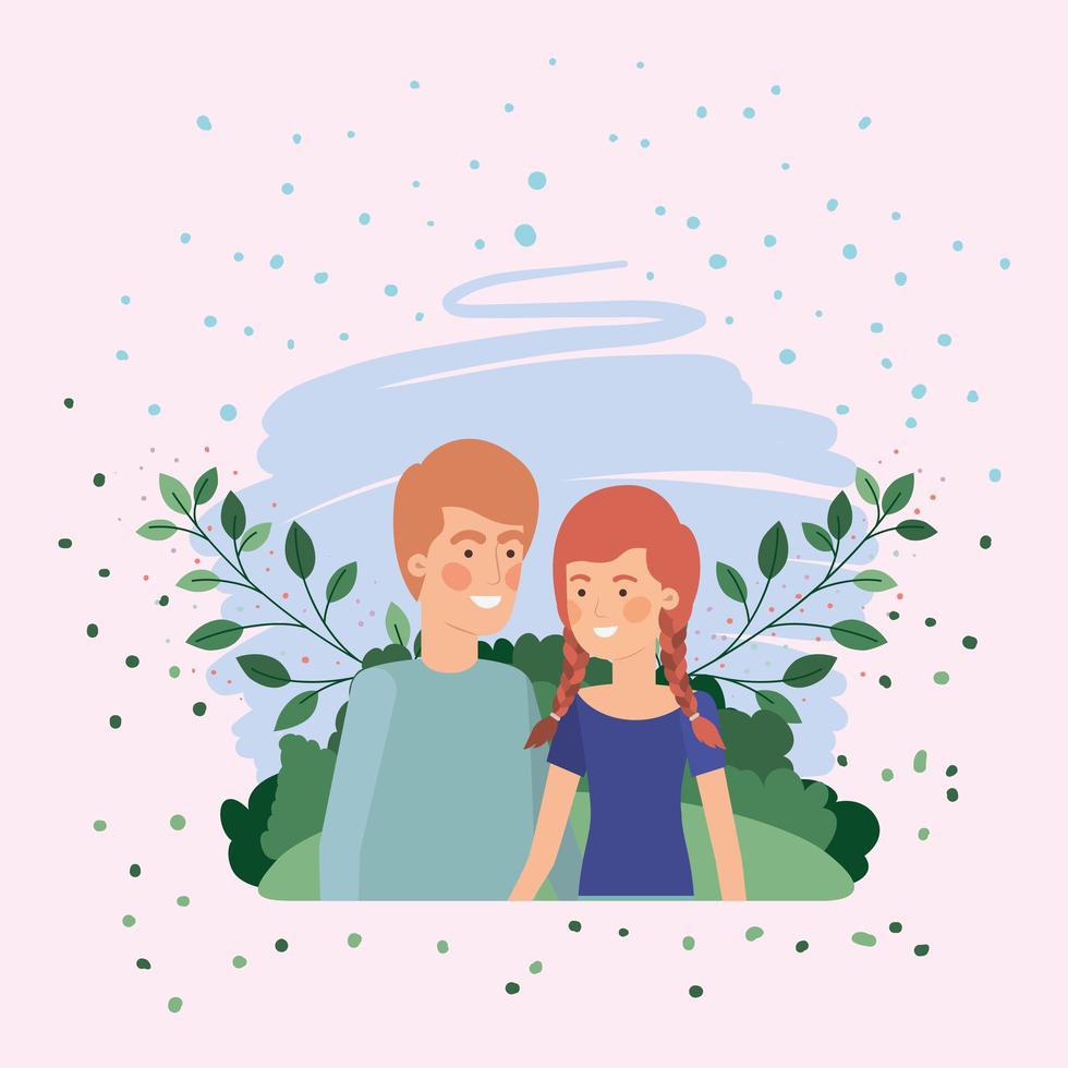 young couple lovers in the field vector