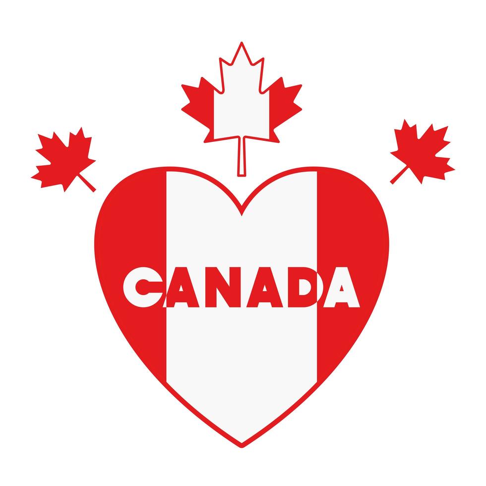 Corazón de hoja de arce y diseño de símbolo de Canadá vector