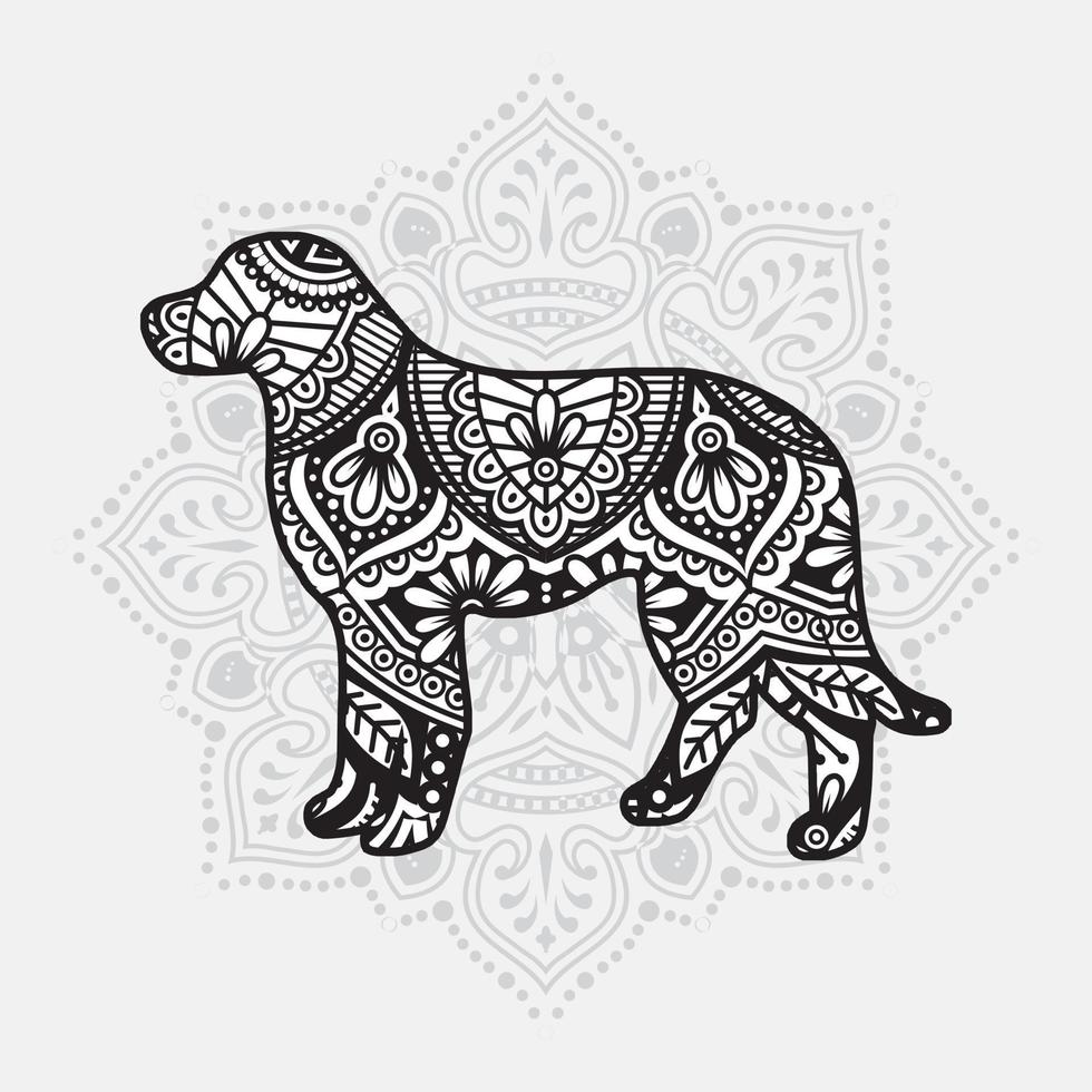 mandala de perro. elementos decorativos vintage. patrón oriental, ilustración vectorial. vector