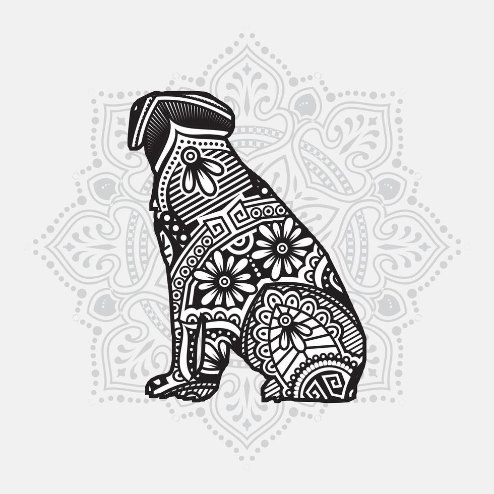 Dog Mandala. Vintage decorative elements. Oriental pattern, vector illustration.
