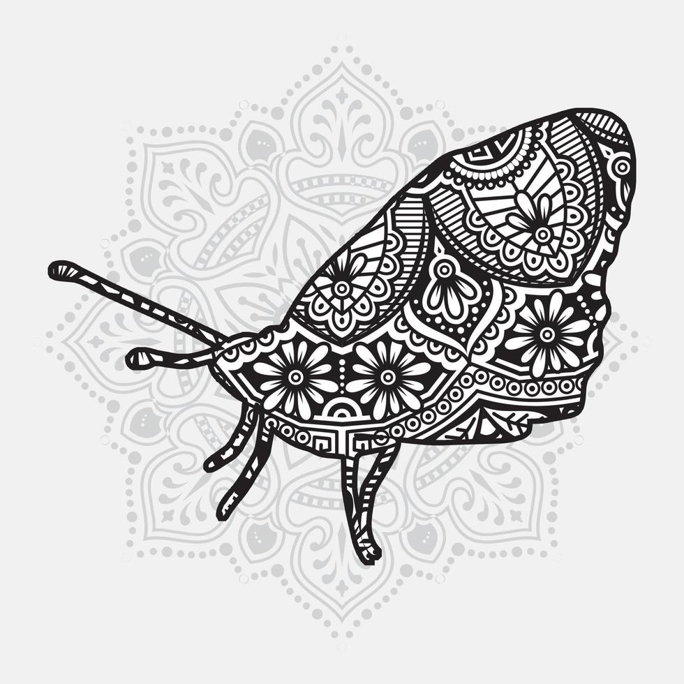 Insect Mandala. Vintage decorative elements. Oriental pattern, vector illustration.