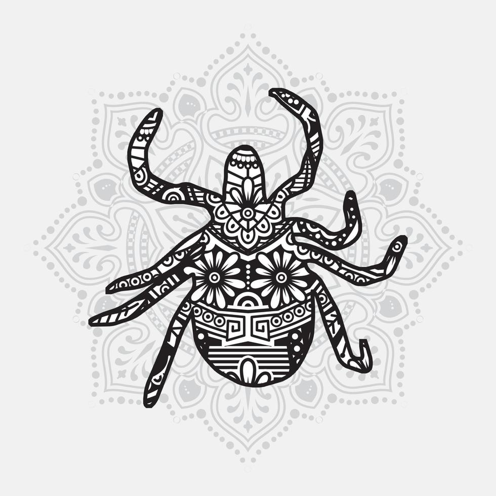 Insect Mandala. Vintage decorative elements. Oriental pattern, vector illustration.