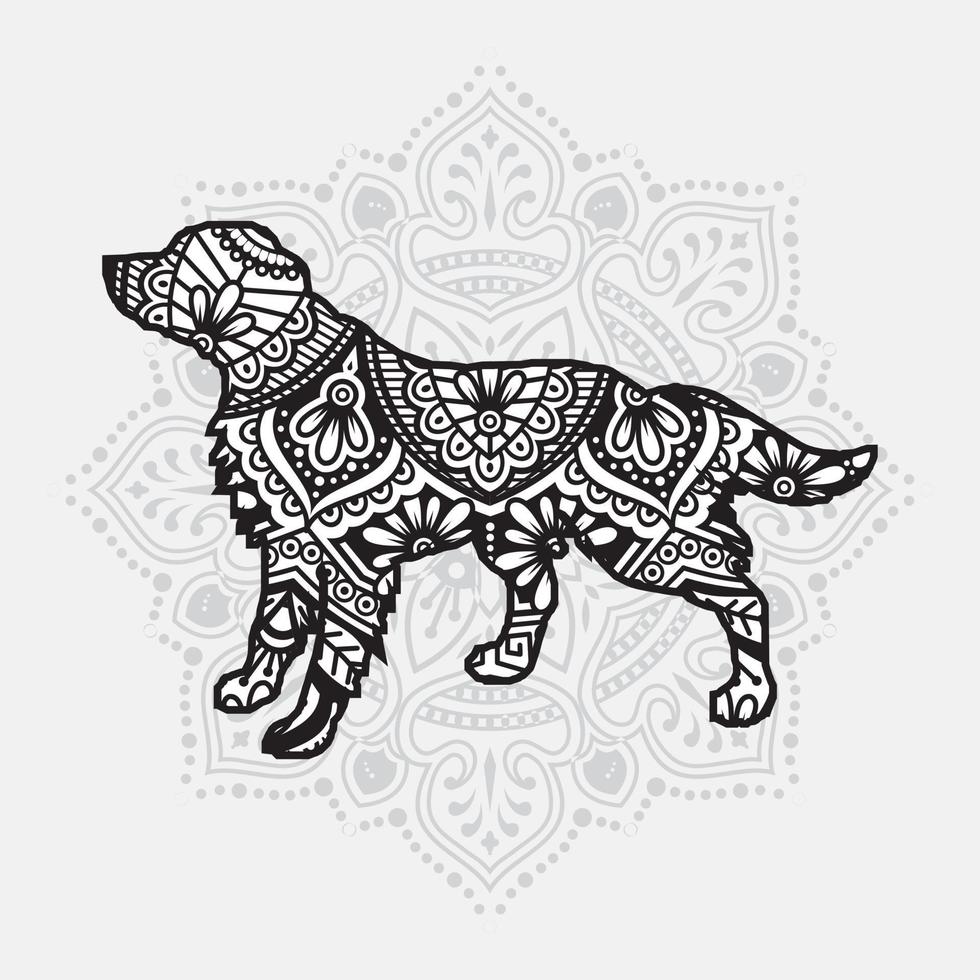 Dog Mandala. Vintage decorative elements. Oriental pattern, vector illustration.