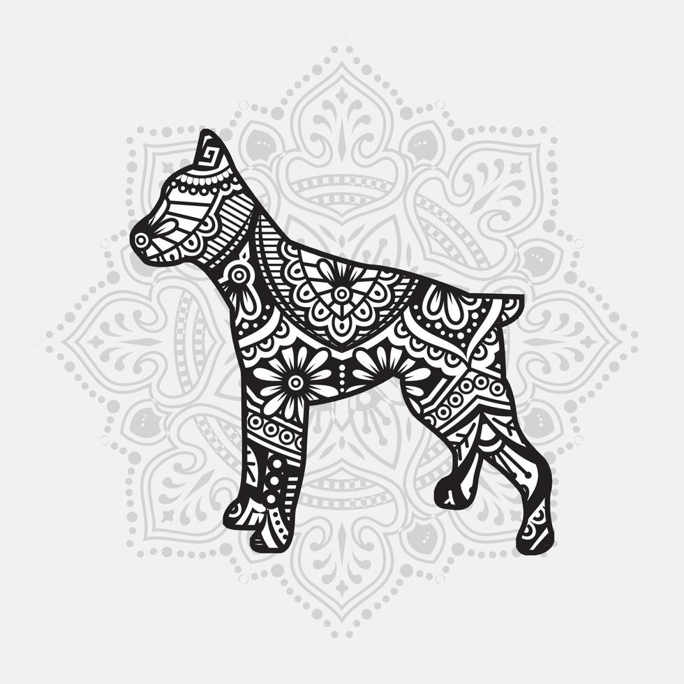 Dog Mandala. Vintage decorative elements. Oriental pattern, vector illustration.