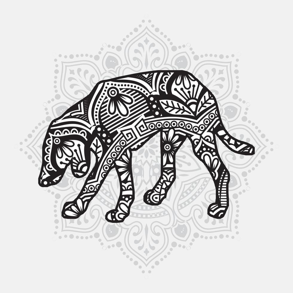 Dog Mandala. Vintage decorative elements. Oriental pattern, vector illustration.