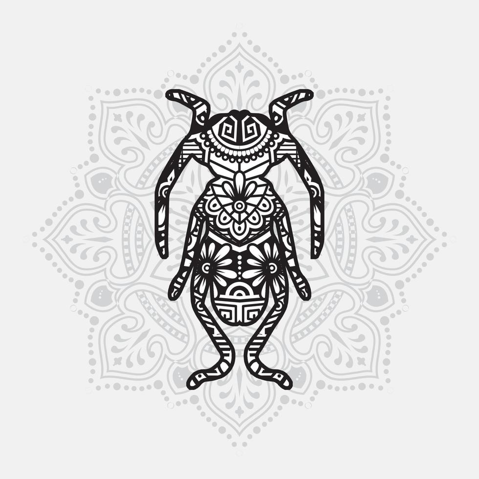 Insect Mandala. Vintage decorative elements. Oriental pattern, vector illustration.