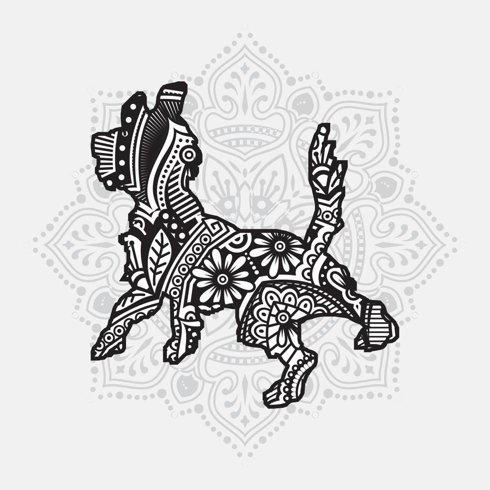 Dog Mandala. Vintage decorative elements. Oriental pattern, vector illustration.